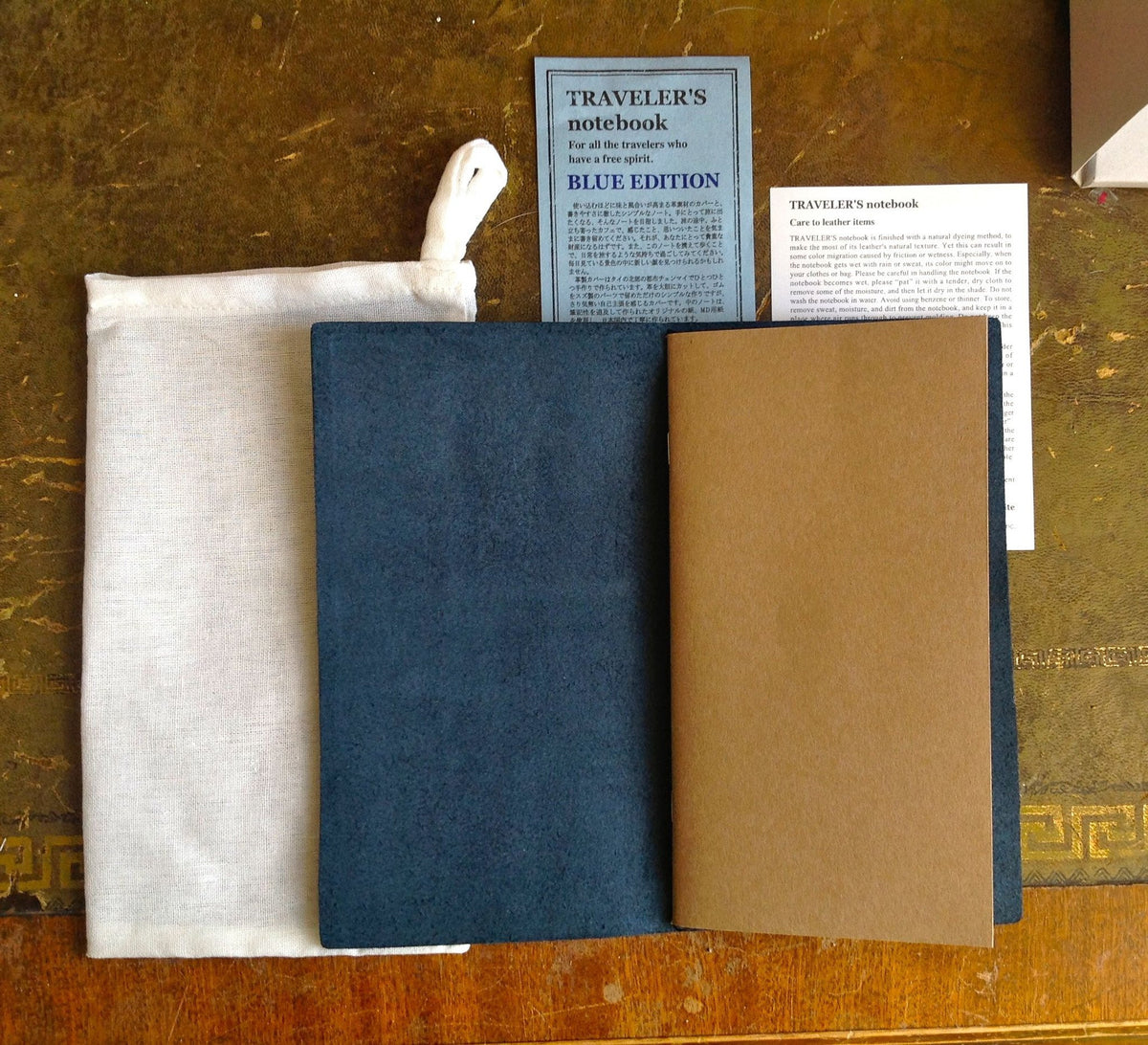 Midori Traveler&#39;s Notebook Blue Edition (LIMITED EDITION 2015) Leather Cover Set