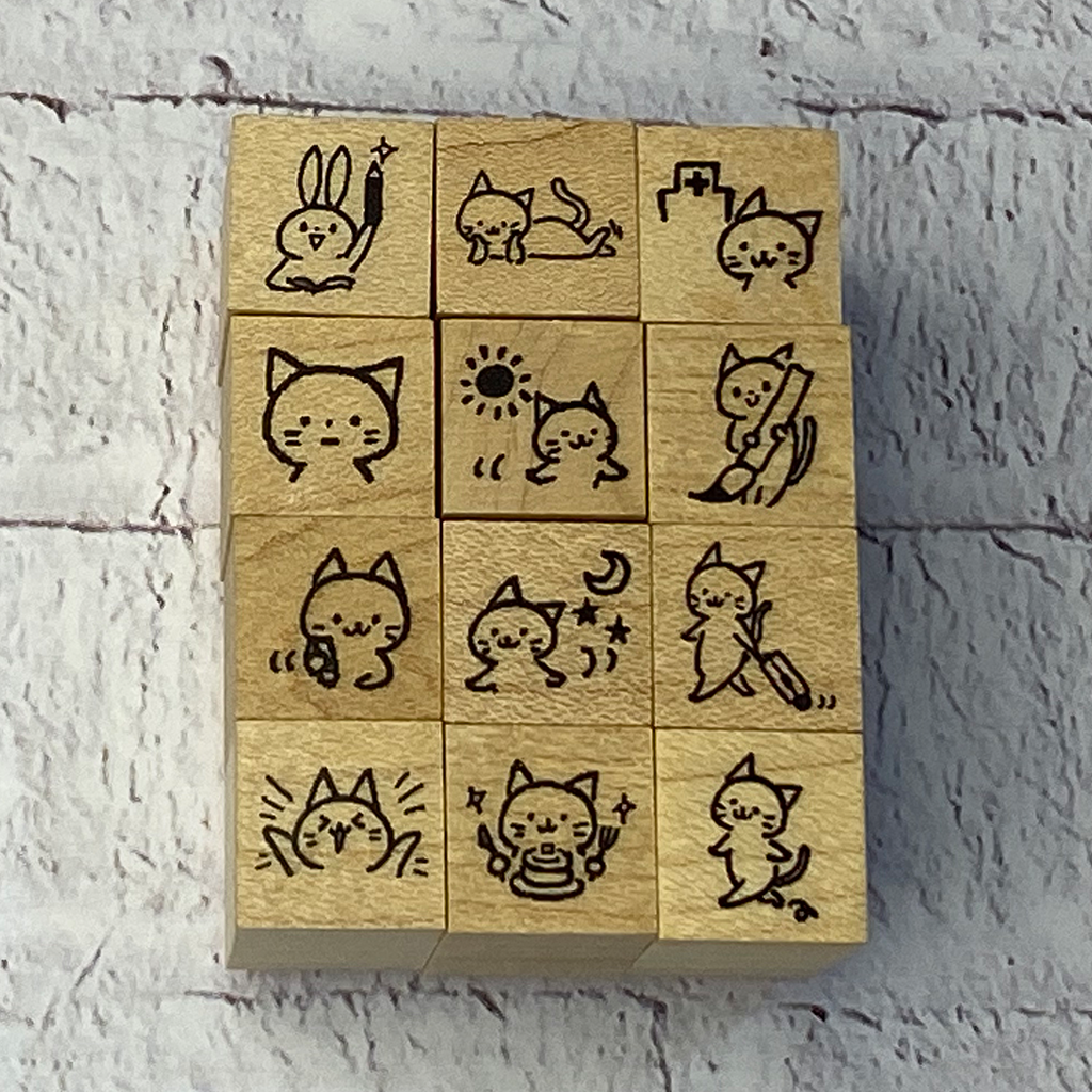 Cat memo stamp, Hanging cat, Cat rubber stamp, Cute rubber stamp