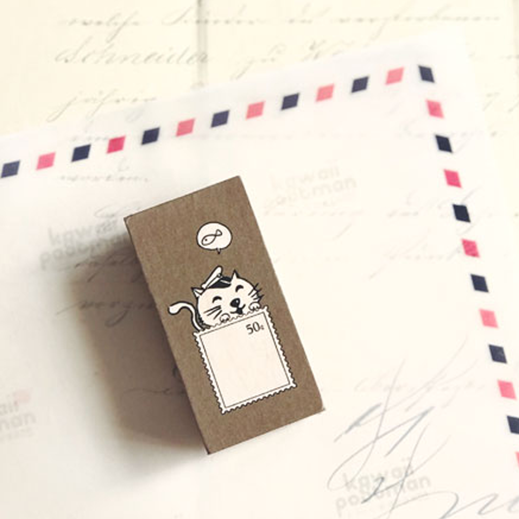 Kawaii Postman Rubber Stamp - Mr. Kitty