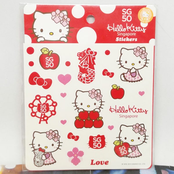 Hello Kitty Singapore Stickers Red