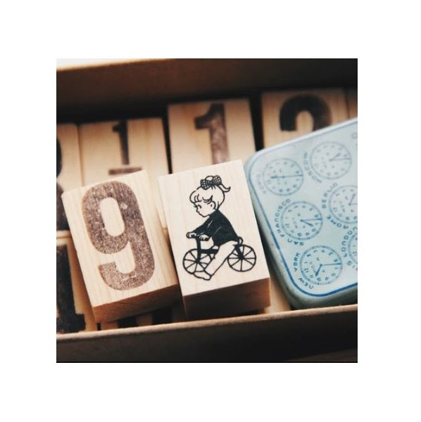 Krimgen Rubber Stamp Little Girl Cycling