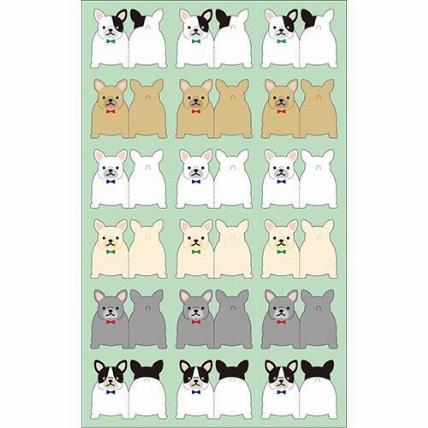Mind Wave Sticker Index Seal White Bulldog with Green Tie