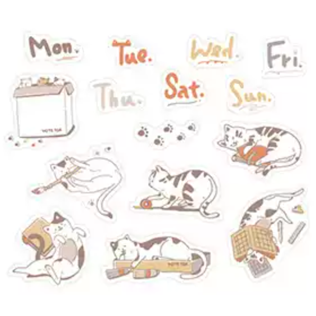 Note For Deco Flake Sticker Journal Little Orange Meow - tokopie