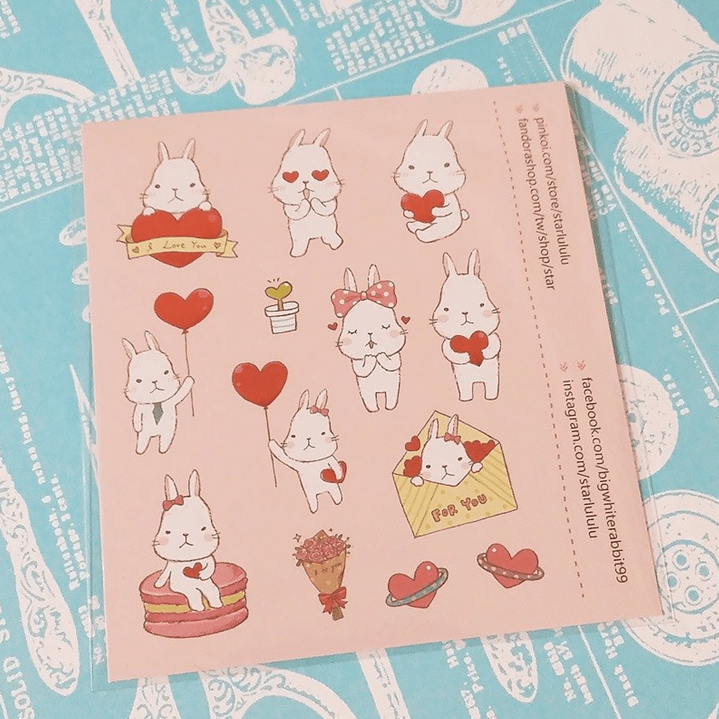 Starlulu Flake Sticker Sweet Love Bunny
