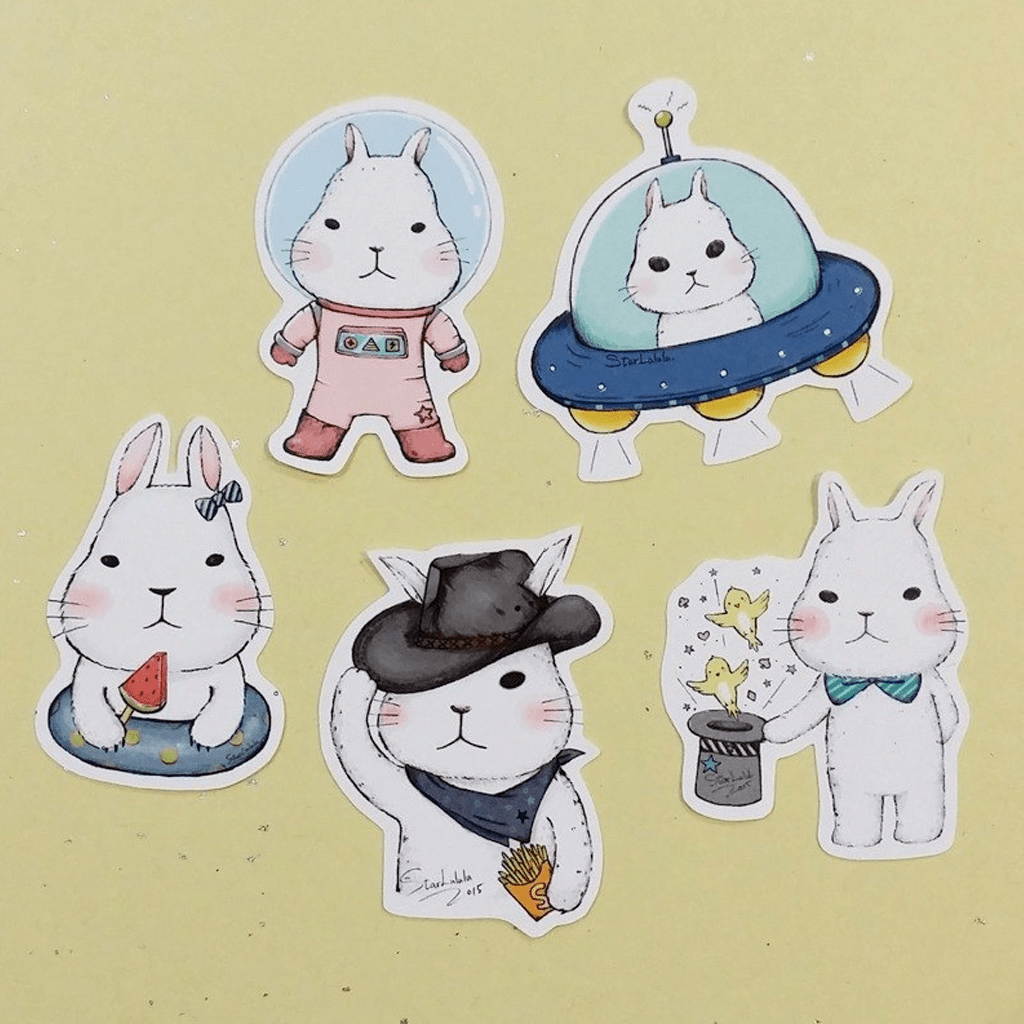 Starlulu Flake Sticker Meng Meng White Rabbit