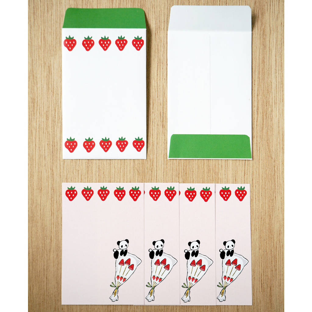 Yuriko Hiragi Mini Letter Set Panda And Strawberry