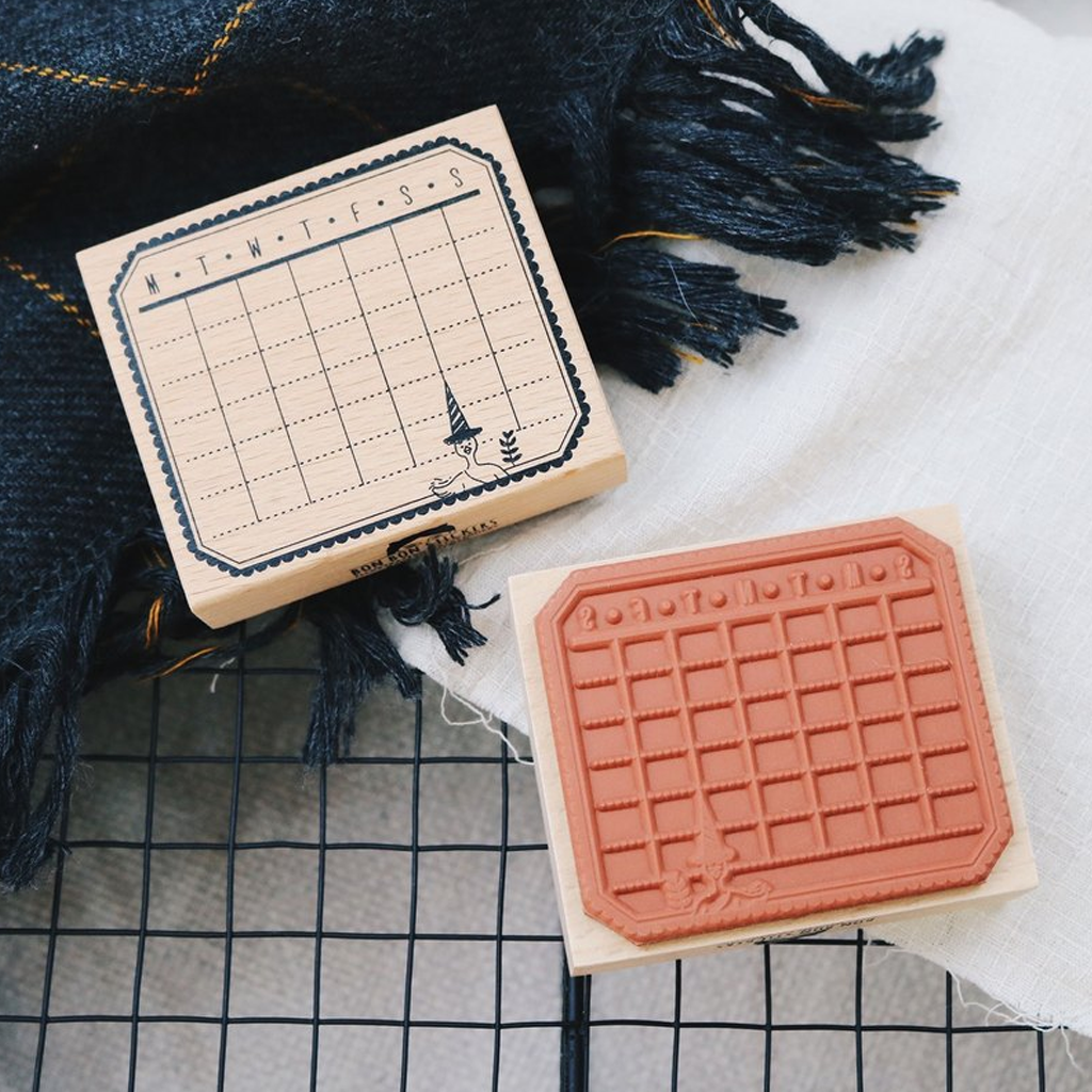 Bon Bon Stickers Rubber Stamp - Monthly Calendar