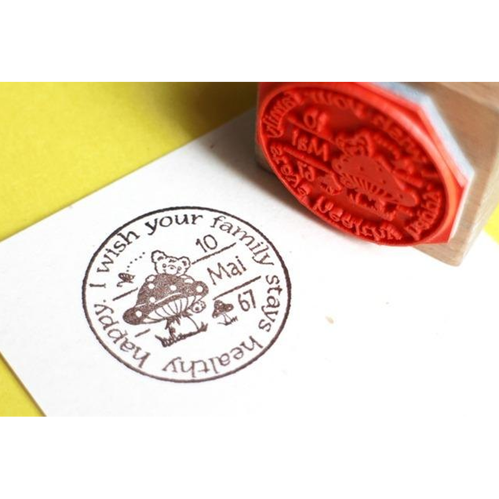 Beach Field Rubber Stamp - Mushroom And Bear Postmark