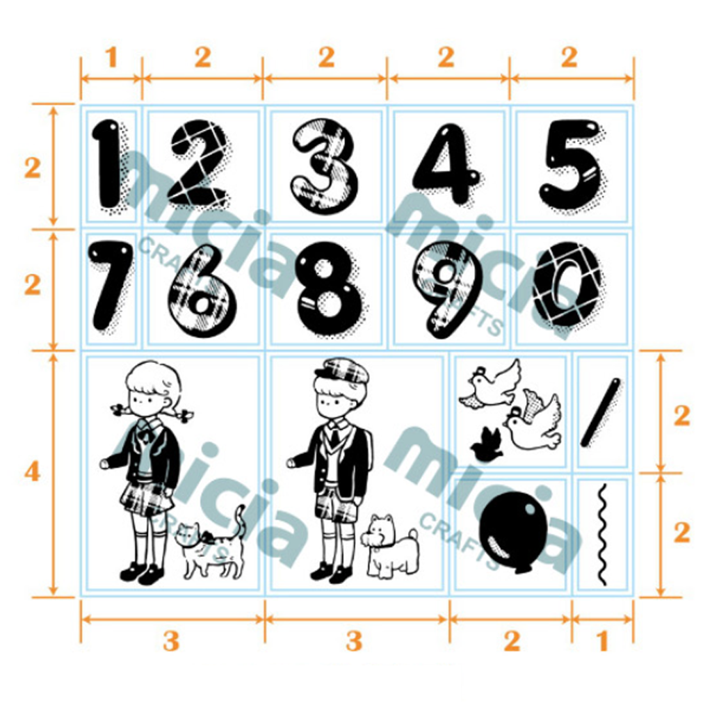 Micia Little People Sweet Diary Stamp Set - Numeral Balloon