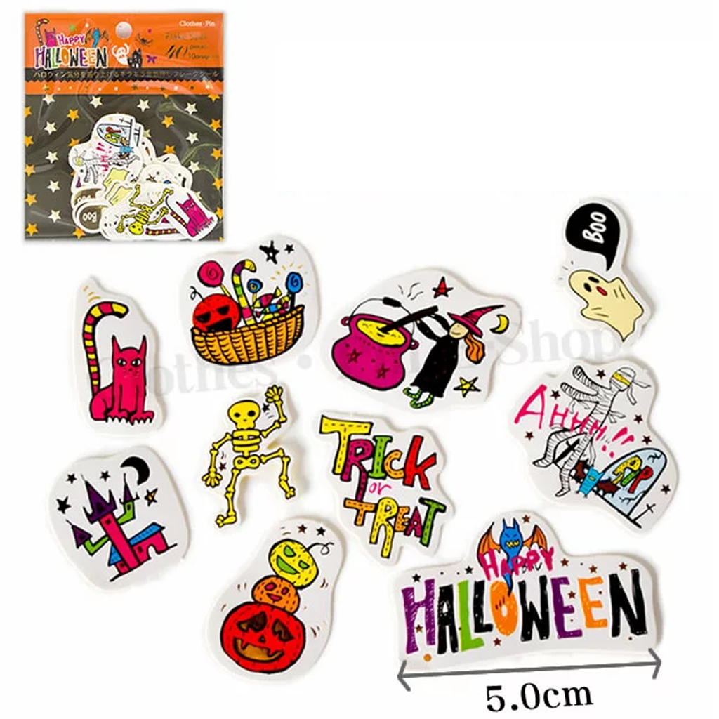 Clothes Pin Happy Halloween Orange Flake Seal Sticker