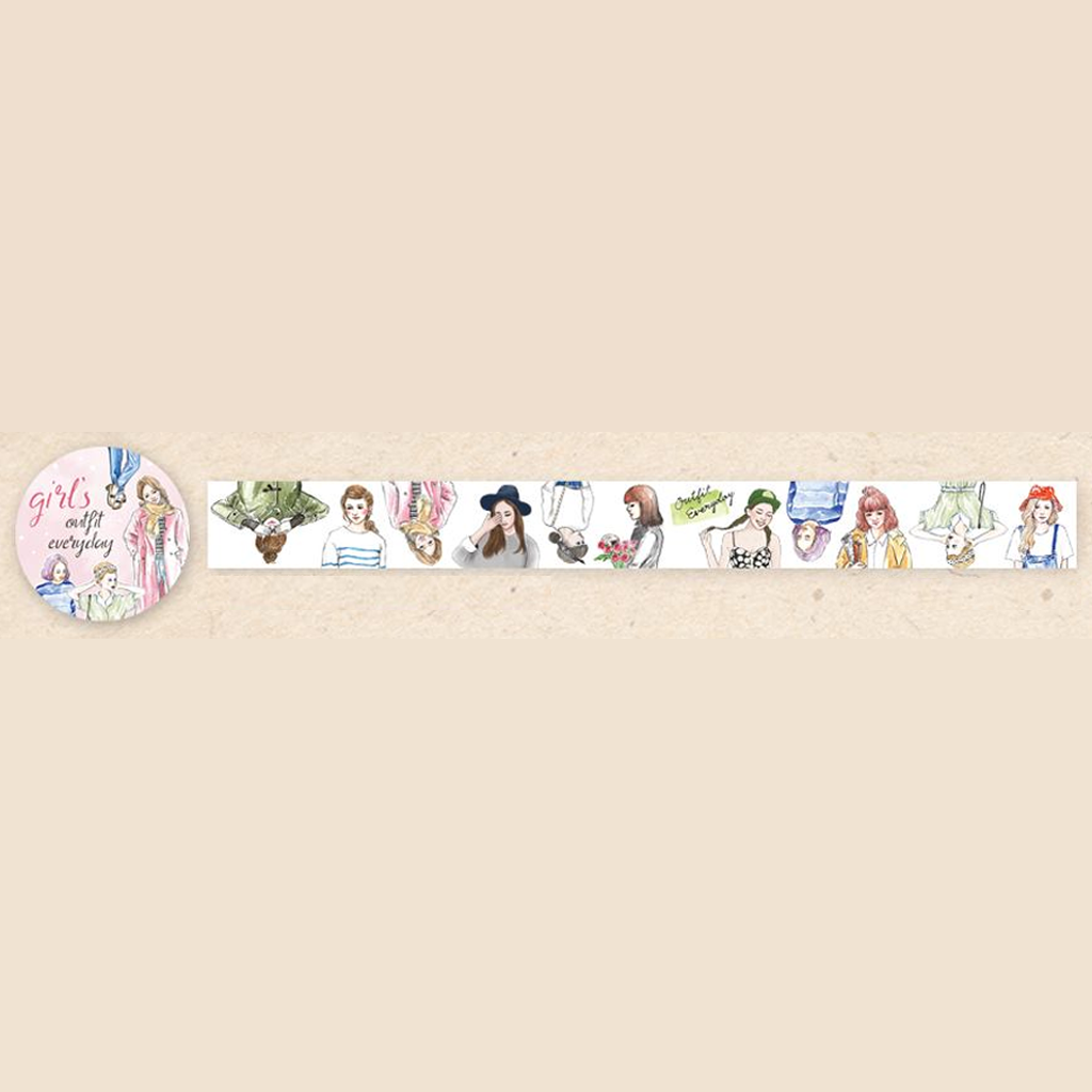 Bon Bon Stickers X Gift:Dea Masking Tape Girl&#39;s Outfit Everyday