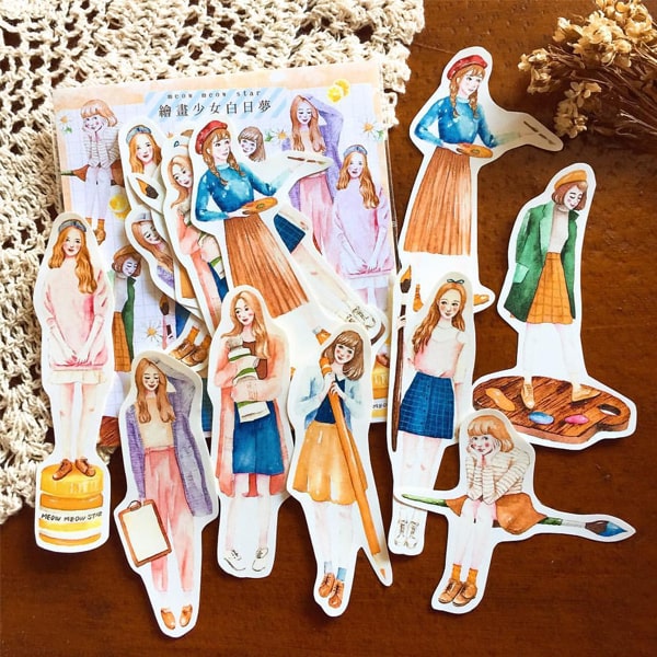 Flake Sticker Meow Meow Star - Painting Girl