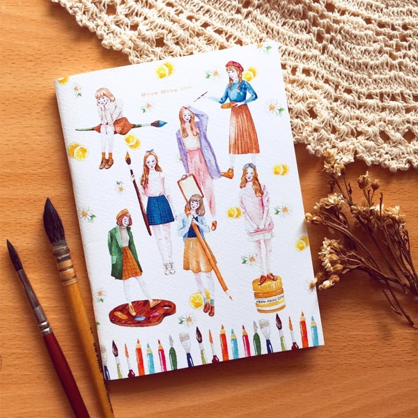 Flake Sticker Meow Meow Star - Painting Girl