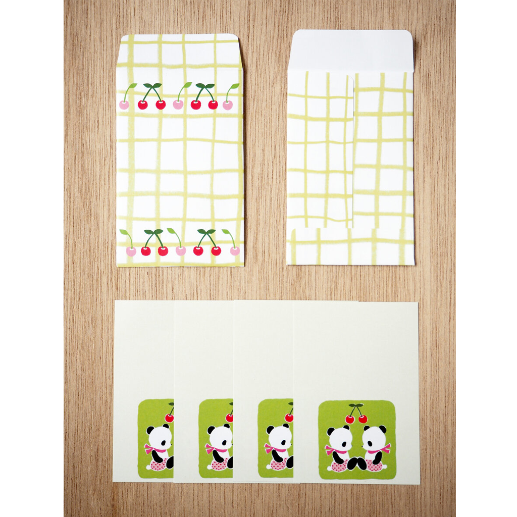 Yuriko Hiragi Mini Letter Set Panda And Cherries