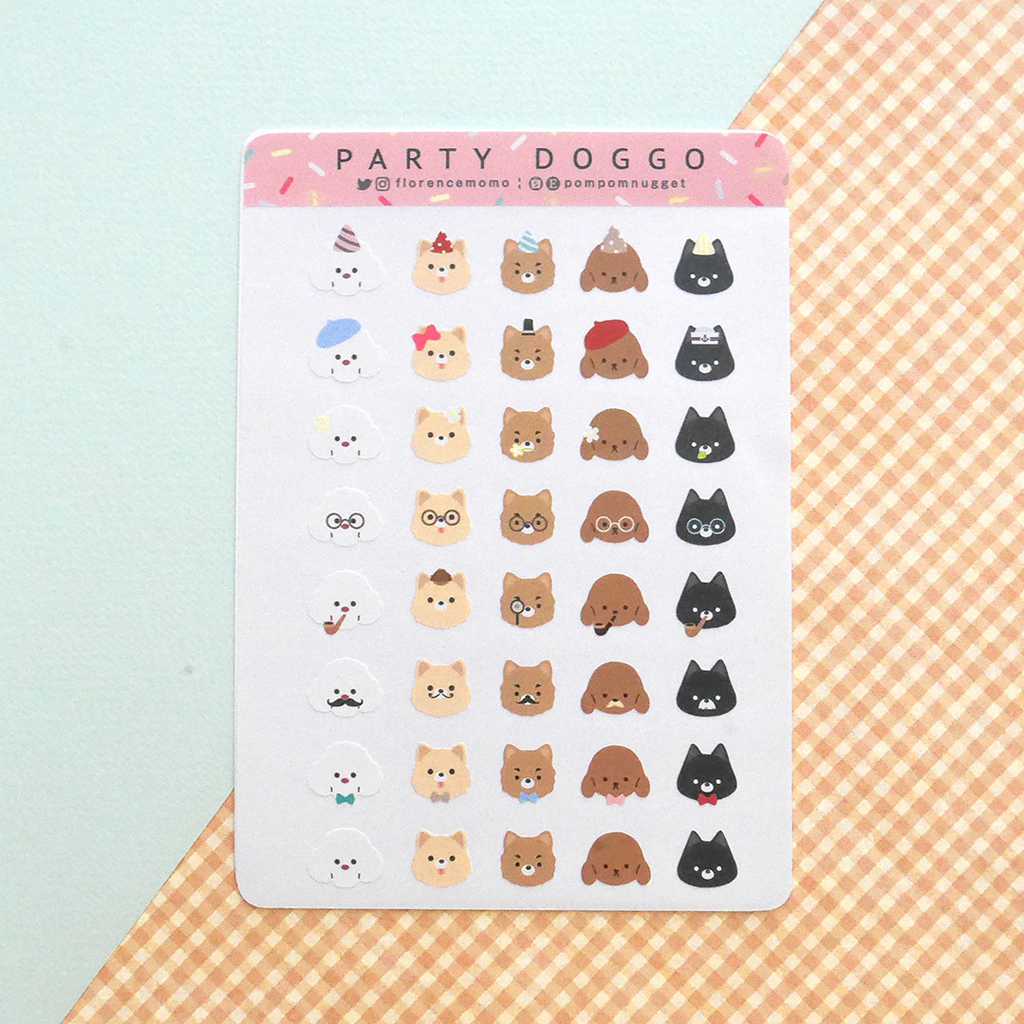 Florence Momo Sticker Sheet - Party Doggo