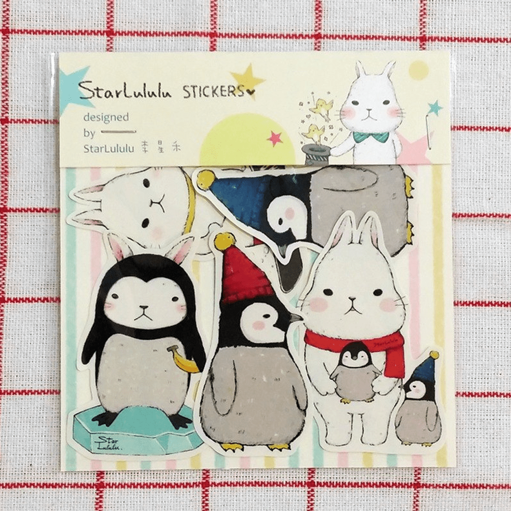 Starlulu Flake Sticker Cute White Rabbit And Penguin Baby