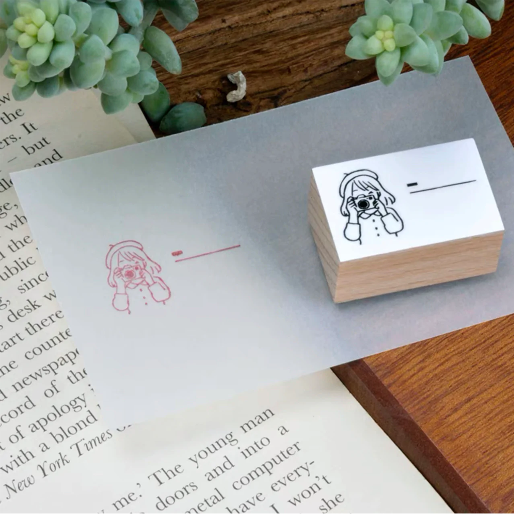 B.Book Girl&#39;s Daily Rubber Stamp Camera Girl