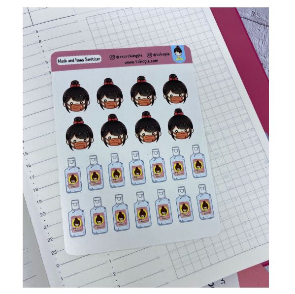 P006 Pie Sticker - Mask And Hand Sanitizer