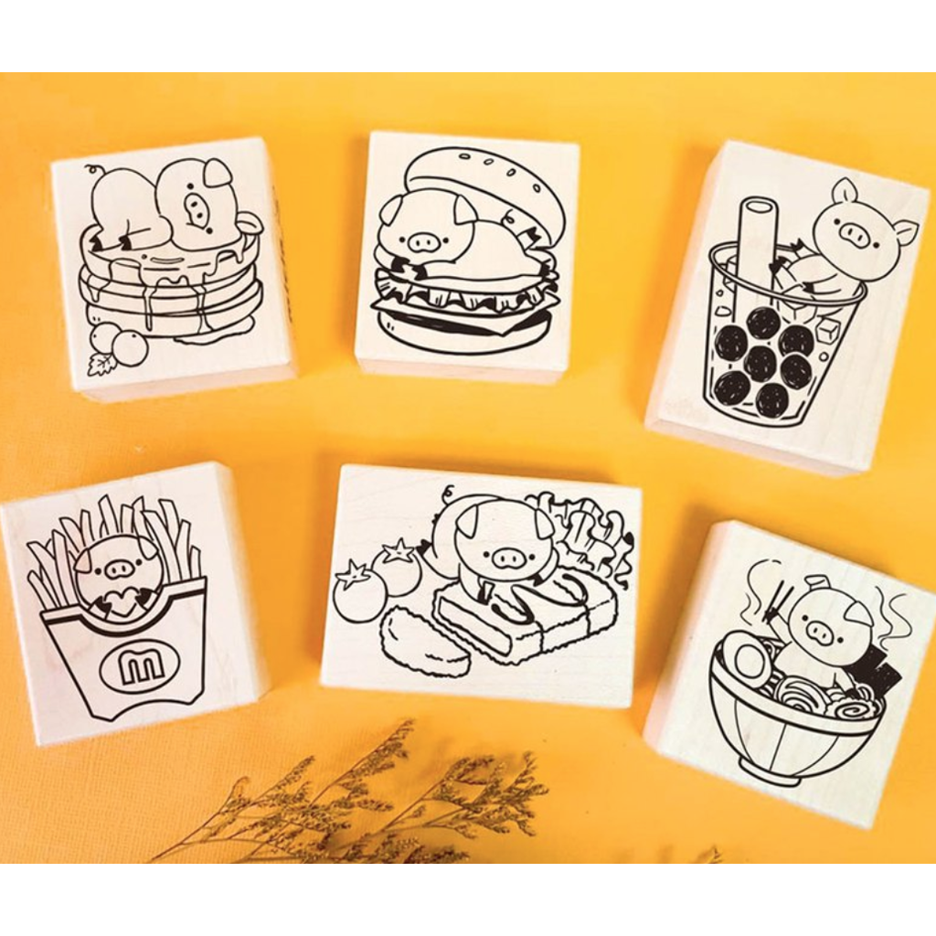 Micia Rubber Stamp - Pig Food Set