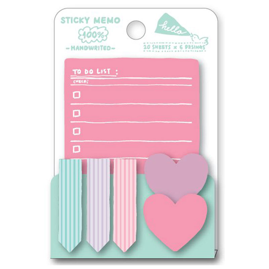 Art Print Japan Sticky Memo Hello To Do List Pink