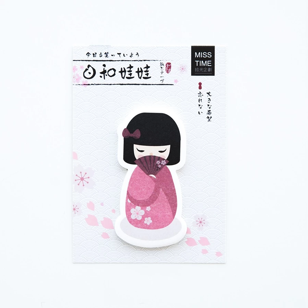 Miss Time Sticky Note Japanese Girls - Pink