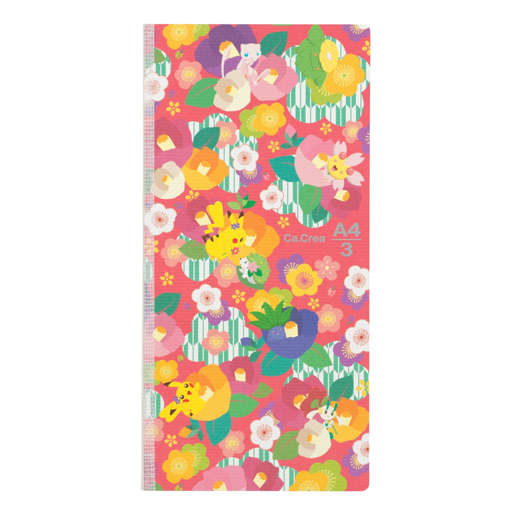 Ca.Crea A4 Small Notebook Japanese Pattern Pokemon Plum And Camellia