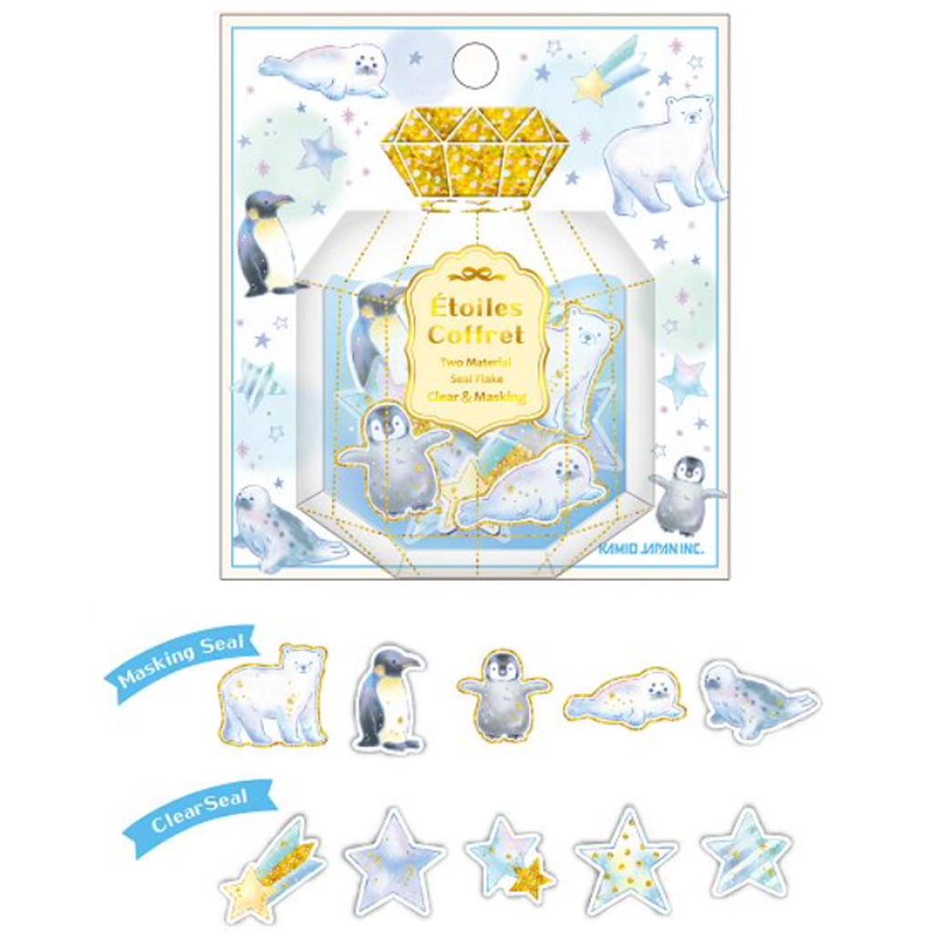 Kamio Japan Flake Sticker Etoiles Coffret Polar Bear &amp; Star
