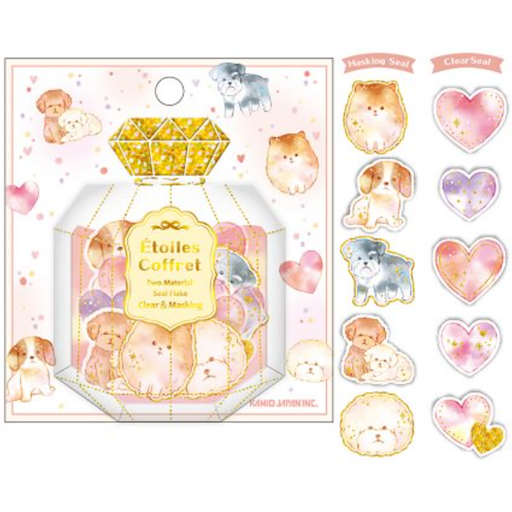 Kamio Japan Flake Sticker Etoiles Coffret Puppy &amp; Heart