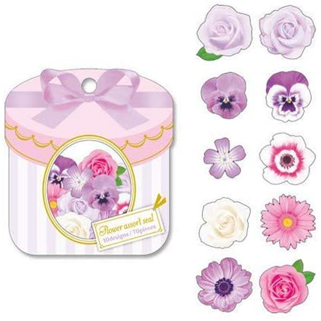 Mind Wave Purple Flower Assort Flake Seal Sticker
