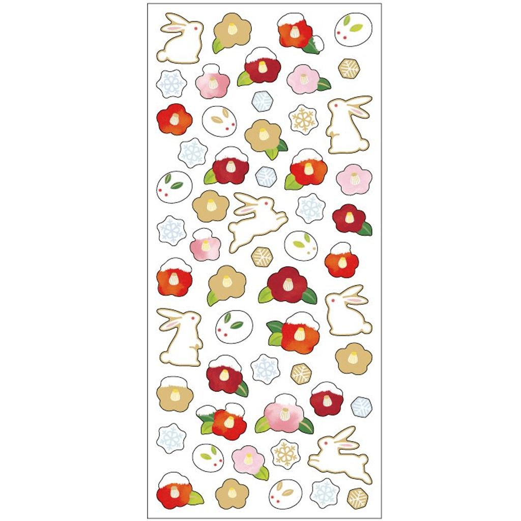 Active Corporation Sticker - Camellia And White Rabbit