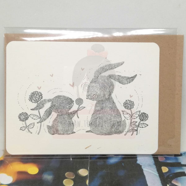 Rabbit With Flowers Greeting Card