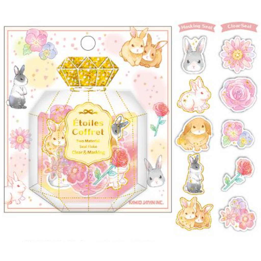 Kamio Japan Flake Sticker Etoiles Coffret Rabbit &amp; Flower