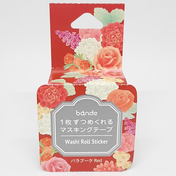 Bande Washi Roll Sticker Flowers Red