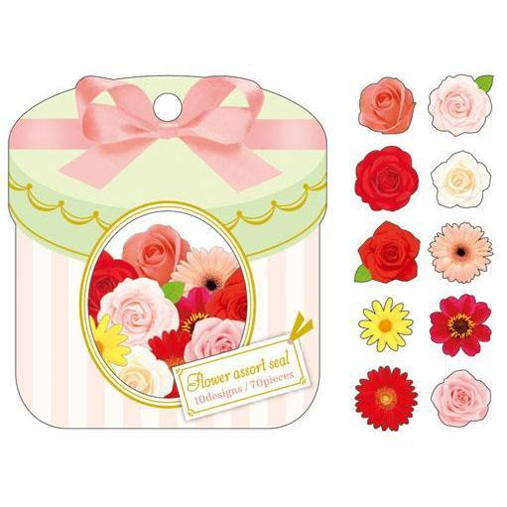 Mind Wave Red Flower Assort Flake Seal Sticker