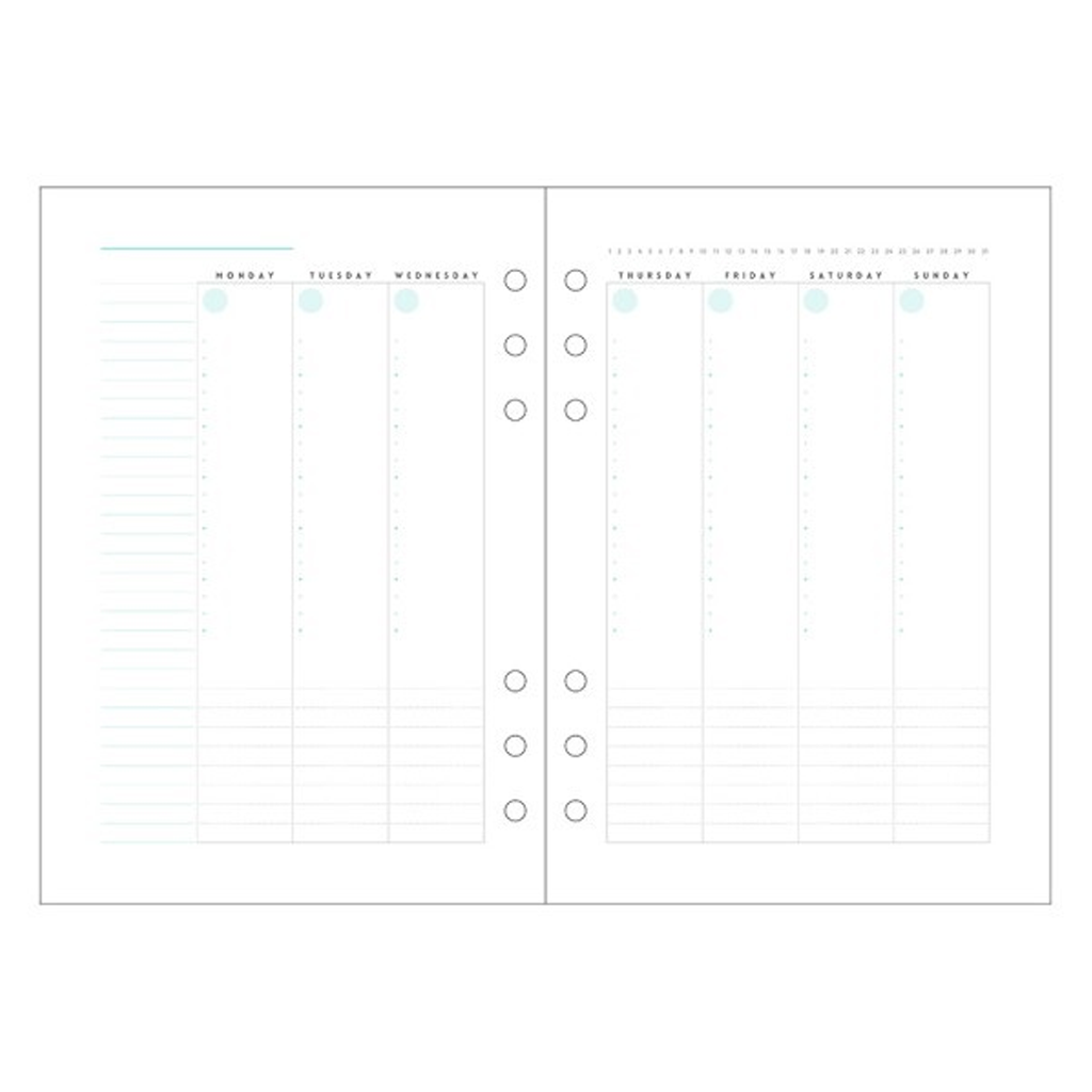 Mark&#39;s Organizer A5 Refill Weekly Vertical Mint