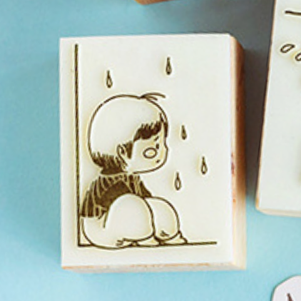 Mo. Card Hello Cute Series Rubber Stamp - Sad