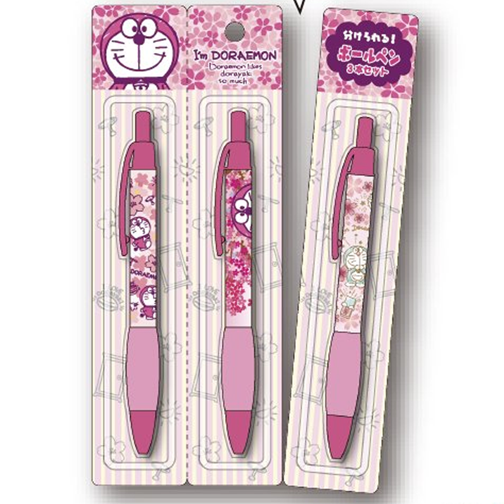 I'm Doraemon Sakura Ballpoint Pen Set Of 3