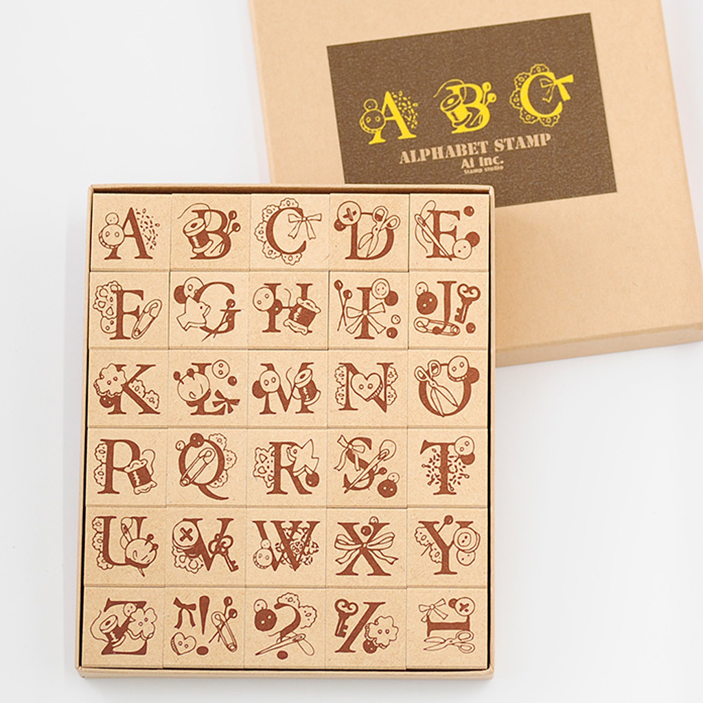 Ai Inc. Stamp Studio Rubber Stamp Set - Alphabet Sewing Calligraphy Cloth
