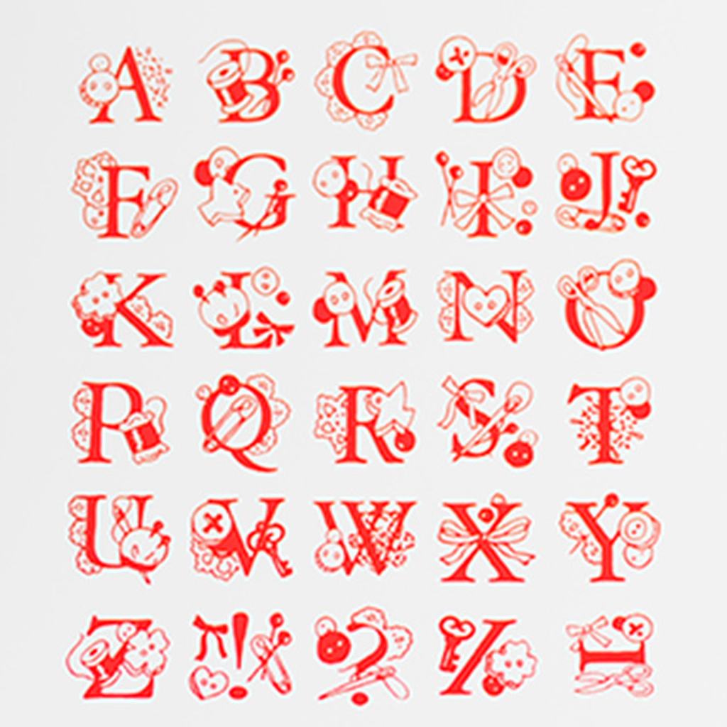 Ai Inc. Stamp Studio Rubber Stamp Set - Alphabet Sewing Calligraphy Cloth