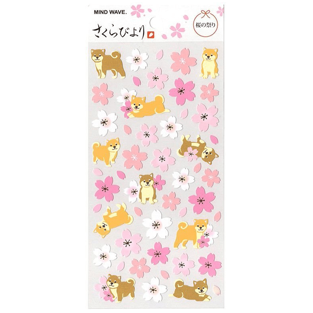 Mind Wave Sticker - Dog &amp; Sakura Flower