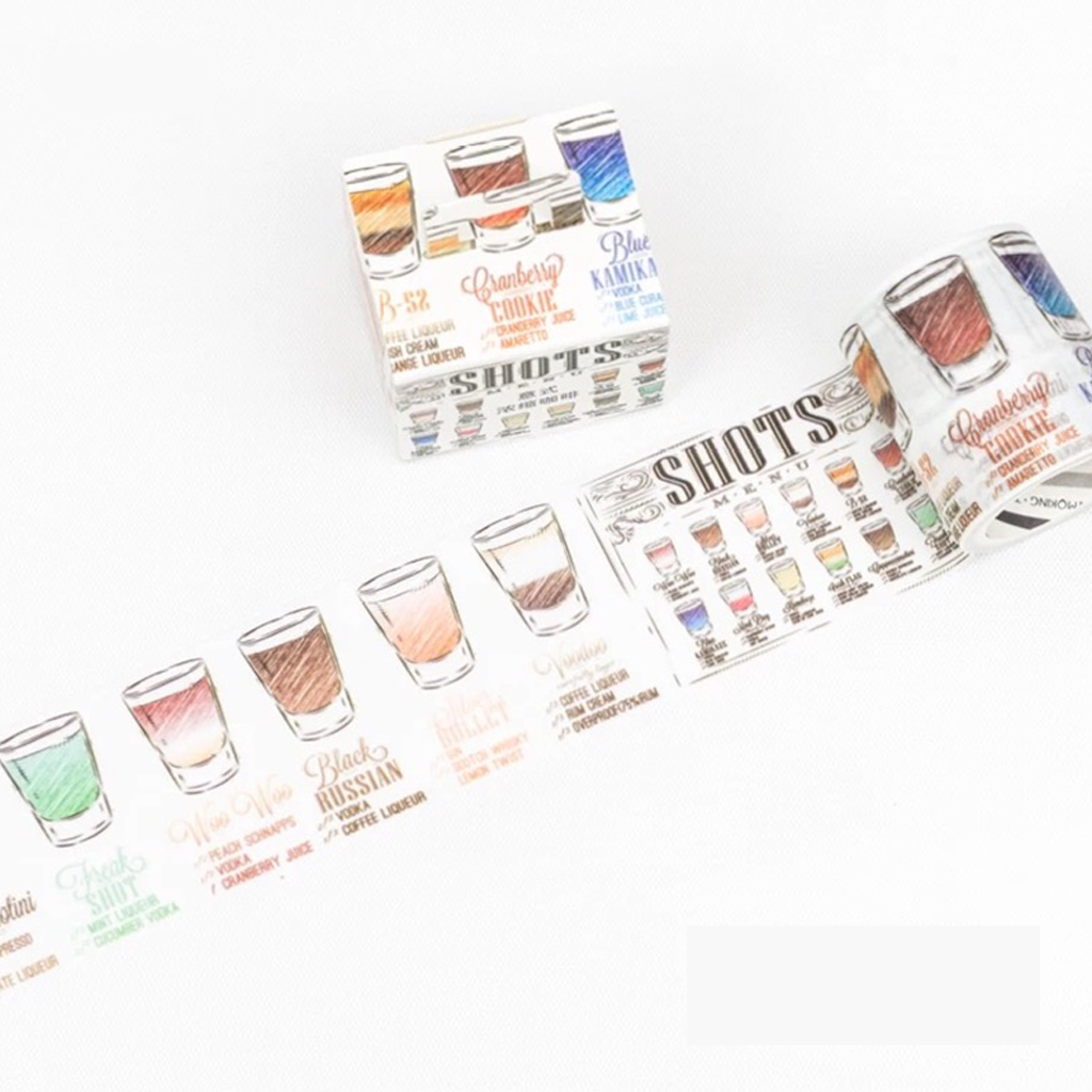 Moking Travel Masking Tape Shots Menu