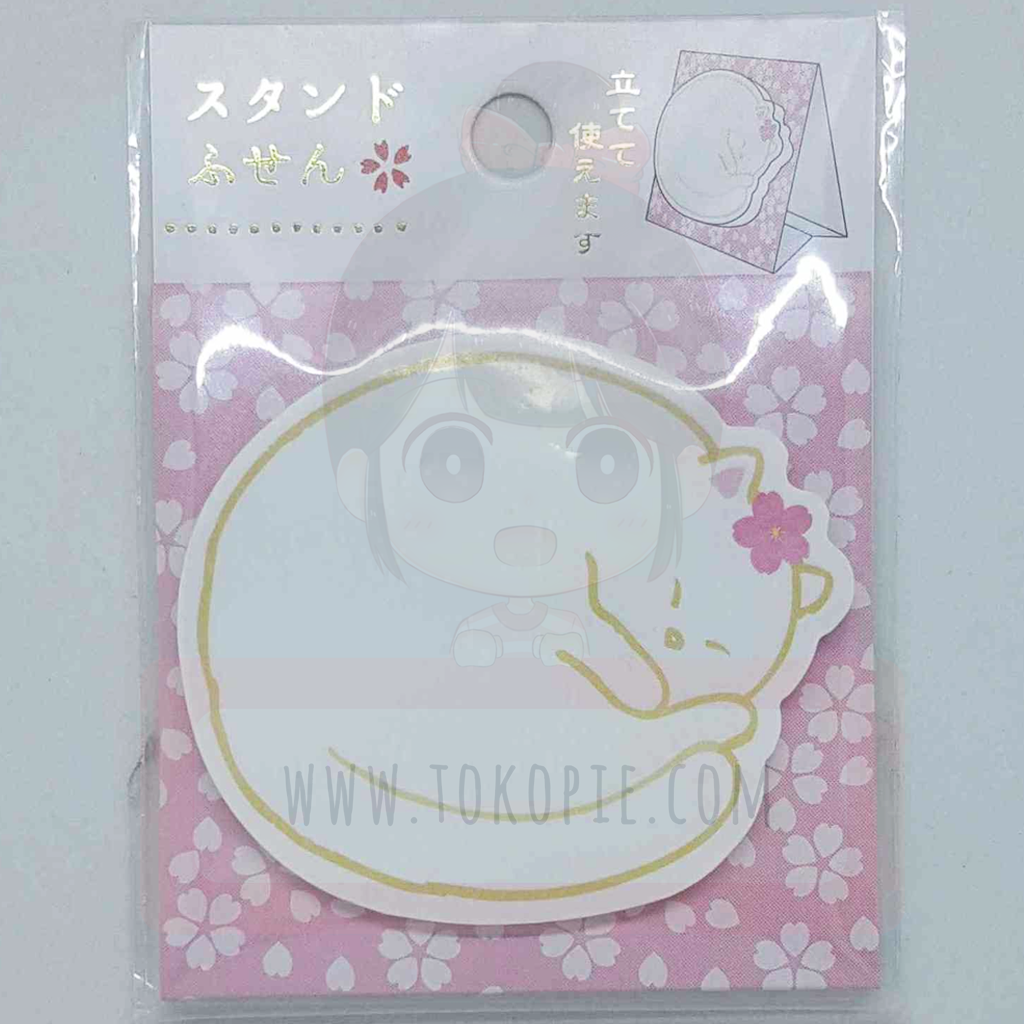 Active Corporation Stand Fusen Sticky Note Pink Sleeping Cat