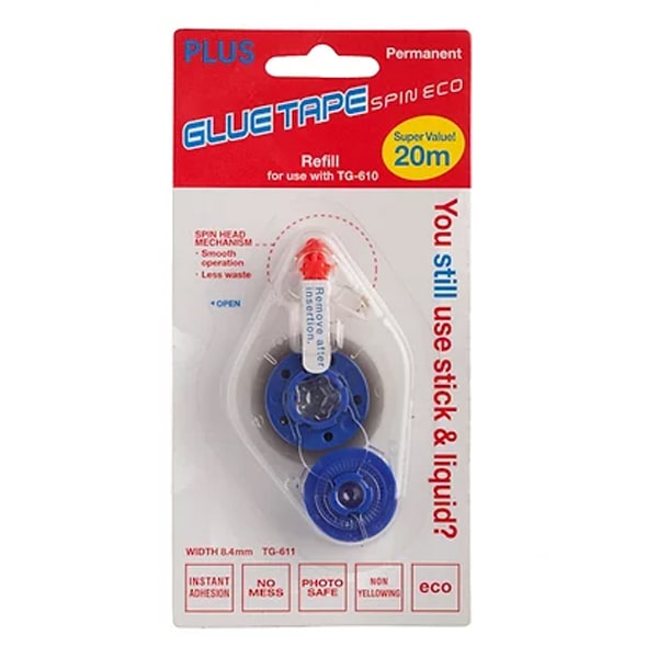 PLUS Permanent Glue Tape Spin Deco Refill For TG-610