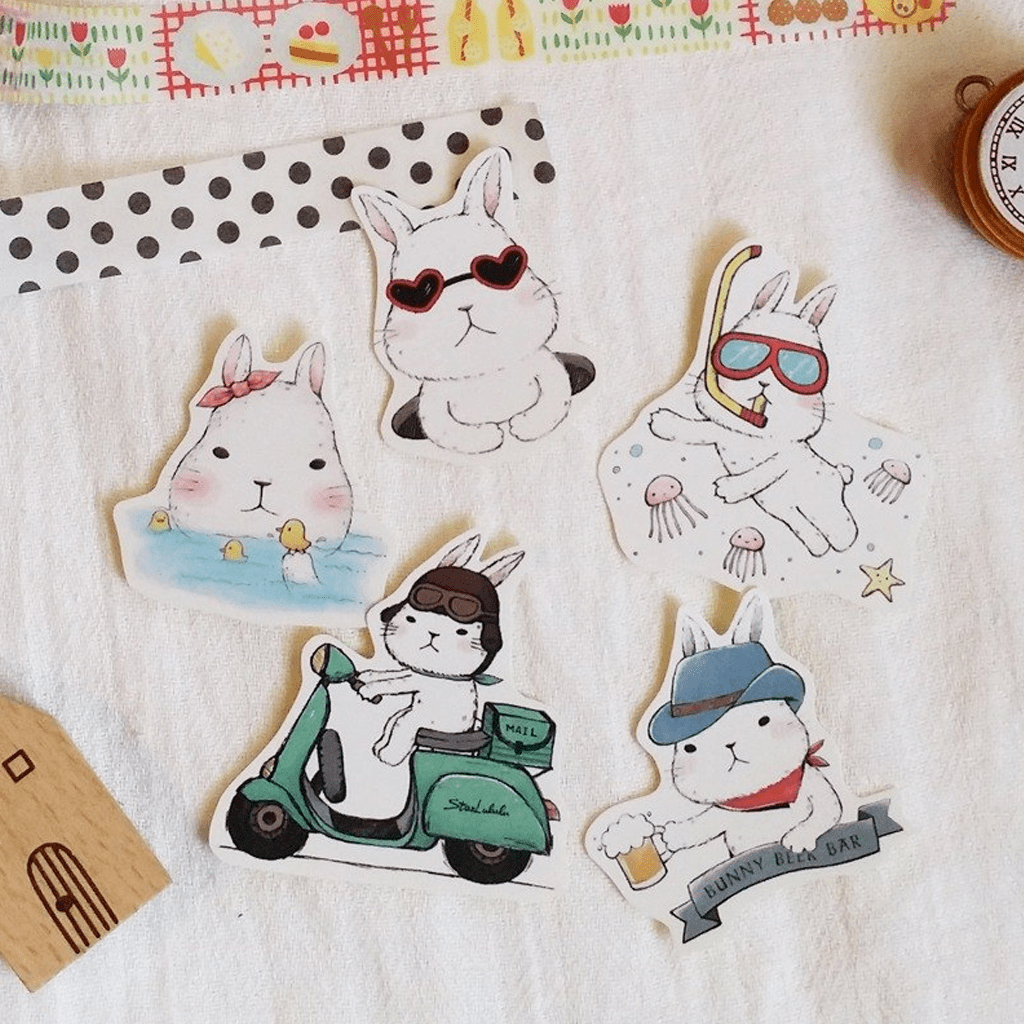 Starlulu Flake Sticker Sprouting White Rabbit Daily