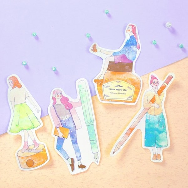 Flake Sticker Meow Meow Star - Stationery Girl