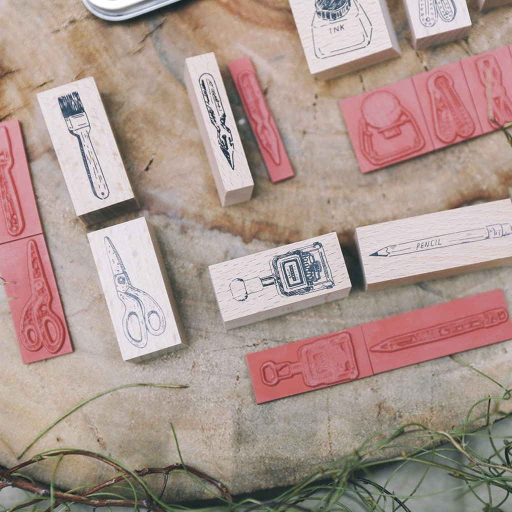 Bon Bon Sticker Rubber Stamp - Stationery Set