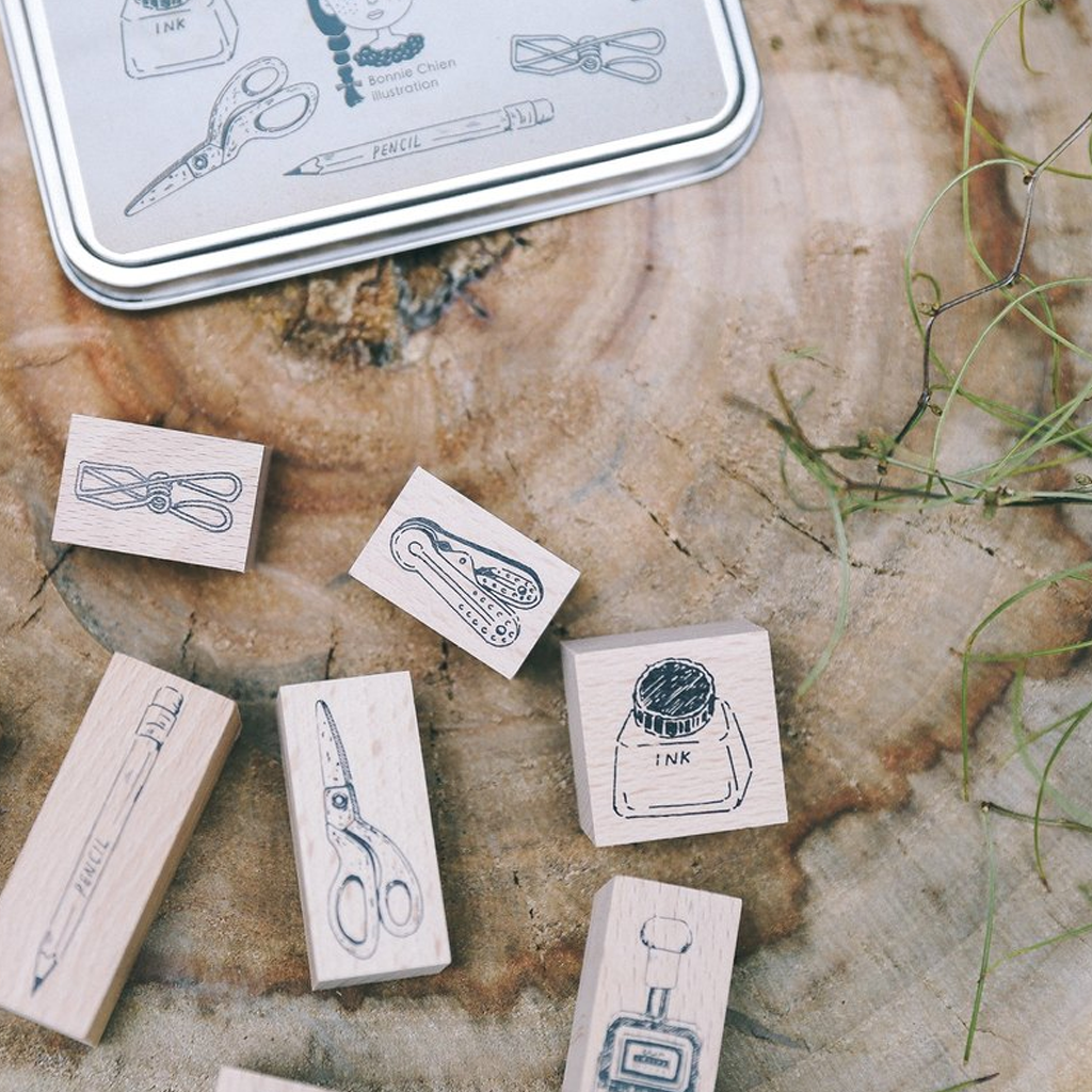 Bon Bon Sticker Rubber Stamp - Stationery Set