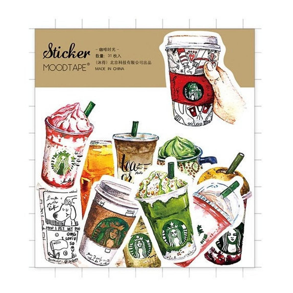 Moodtape Starbucks Coffee Watercolor Deco Flake Stickers