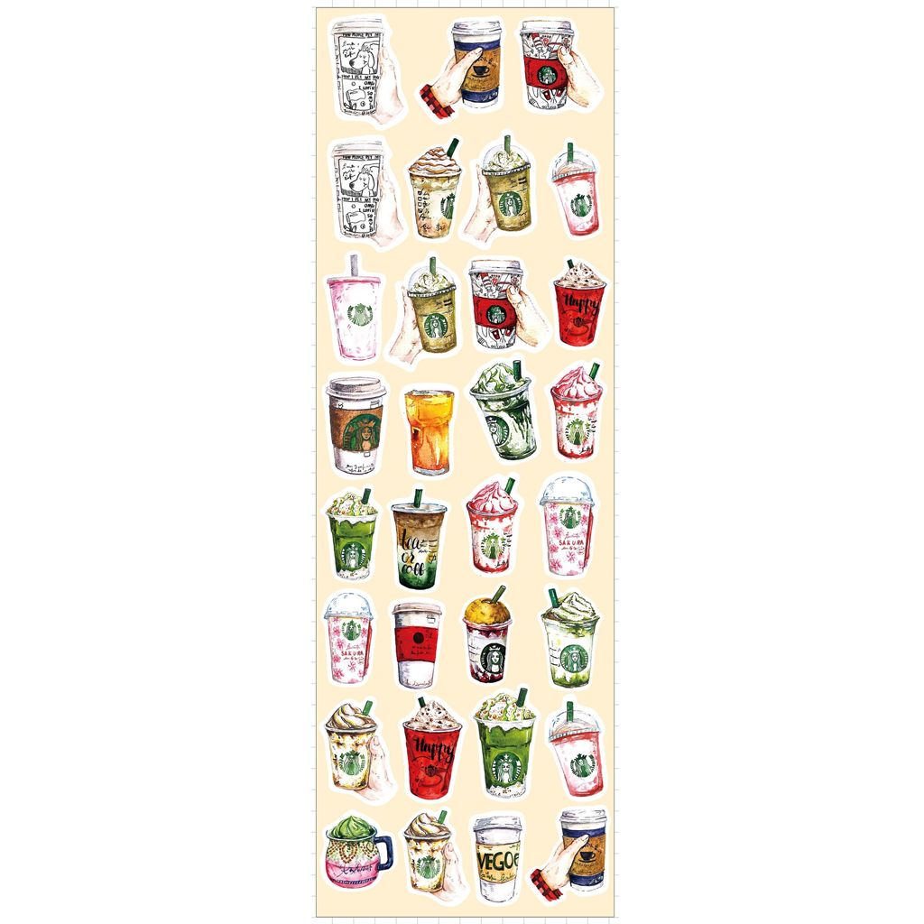 Moodtape Starbucks Coffee Watercolor Deco Flake Stickers