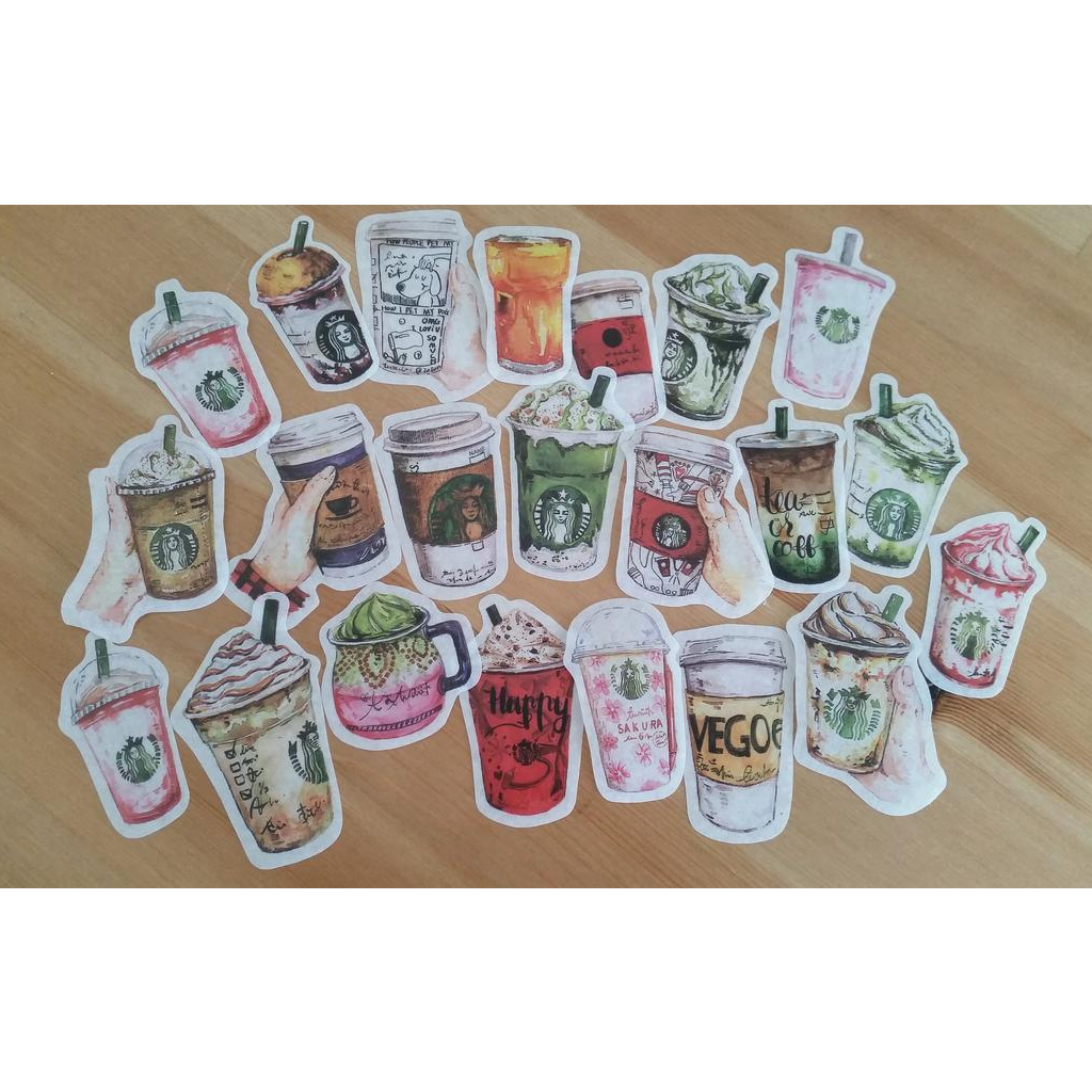Moodtape Starbucks Coffee Watercolor Deco Flake Stickers